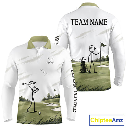 Personalized Stick Figure Golf Top, Custom Golf Polo Shirt For Golfers, Golf Team Gift For Men NHT1403