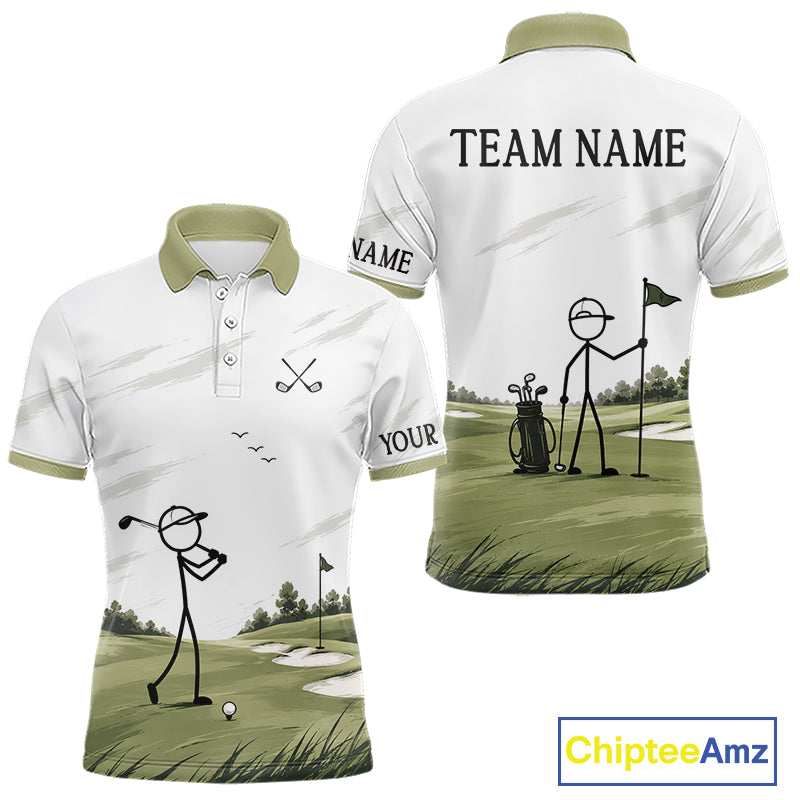 Personalized Stick Figure Golf Top, Custom Golf Polo Shirt For Golfers, Golf Team Gift For Men NHT1403