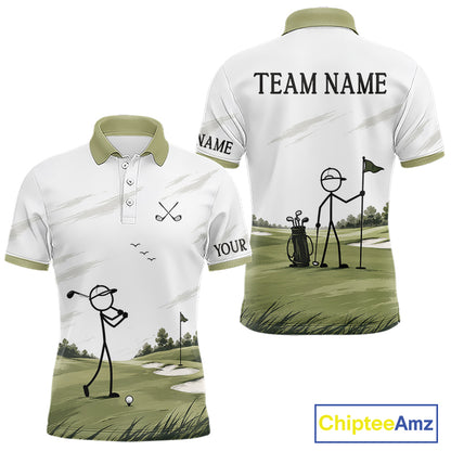 Personalized Stick Figure Golf Top, Custom Golf Polo Shirt For Golfers, Golf Team Gift For Men NHT1403