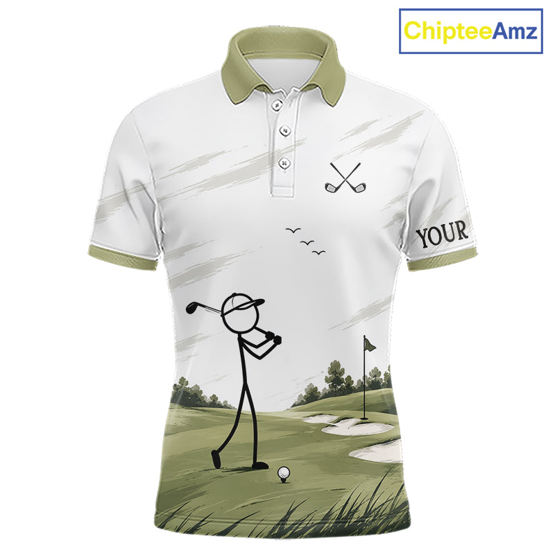 Personalized Stick Figure Golf Top, Custom Golf Polo Shirt For Golfers, Golf Team Gift For Men NHT1403