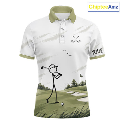Personalized Stick Figure Golf Top, Custom Golf Polo Shirt For Golfers, Golf Team Gift For Men NHT1403