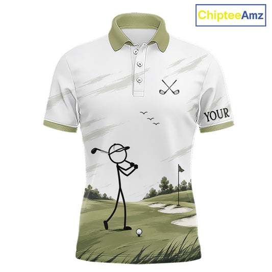Personalized Stick Figure Golf Top, Custom Golf Polo Shirt For Golfers, Golf Team Gift For Men NHT1403