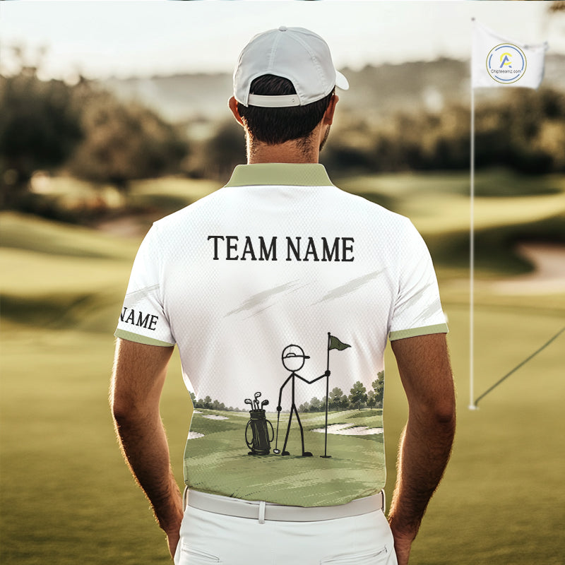 Personalized Stick Figure Golf Top, Custom Golf Polo Shirt For Golfers, Golf Team Gift For Men NHT1403