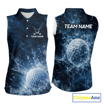 Ice Splash Golf Top, Personalized Women Sleeveless Golf Polo Shirt, Custom Golf Team Shirt, Golf Gift NHT1406