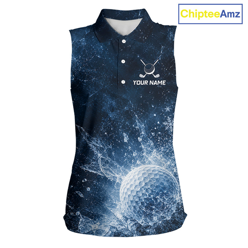 Ice Splash Golf Top, Personalized Women Sleeveless Golf Polo Shirt, Custom Golf Team Shirt, Golf Gift NHT1406