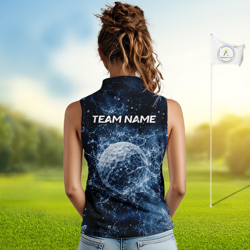 Ice Splash Golf Top, Personalized Women Sleeveless Golf Polo Shirt, Custom Golf Team Shirt, Golf Gift NHT1406