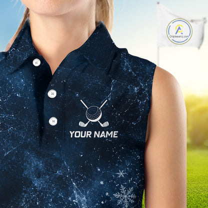 Ice Splash Golf Top, Personalized Women Sleeveless Golf Polo Shirt, Custom Golf Team Shirt, Golf Gift NHT1406