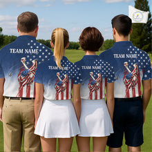 Load image into Gallery viewer, Custom American Flag Ostrich Mens Golf Polo Shirt – Funny Patriotic Golf Team Shirt Personalized Gift NHT1133