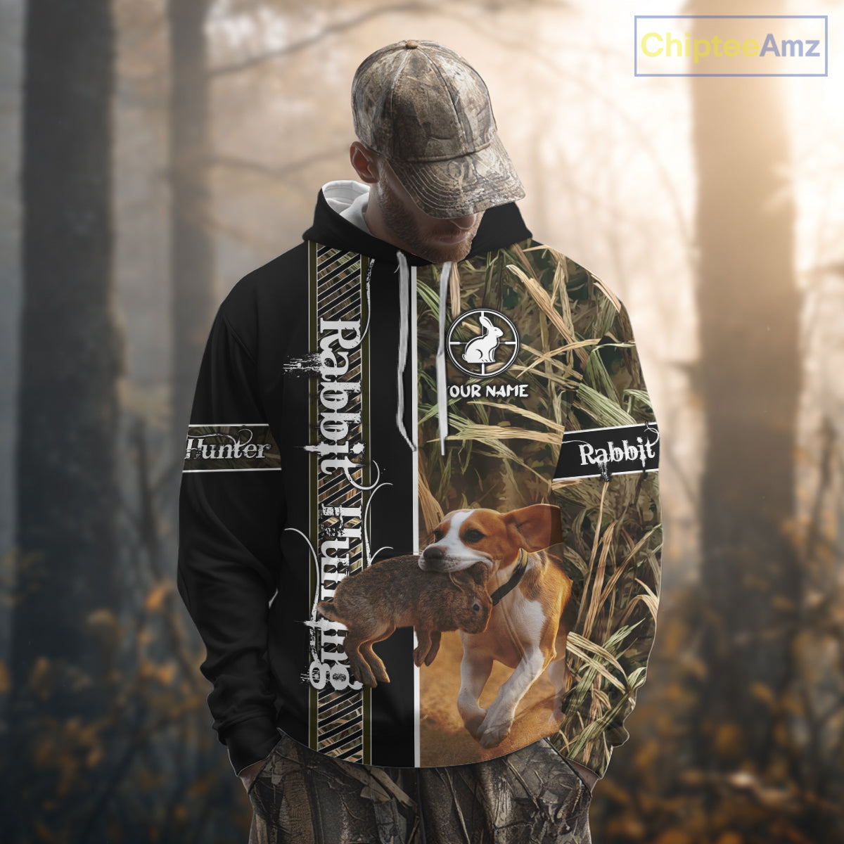 Custom Rabbit Hunting With Beagle Dog Camo 3D All Over Printed Shirt, Hunting Gift NHT161