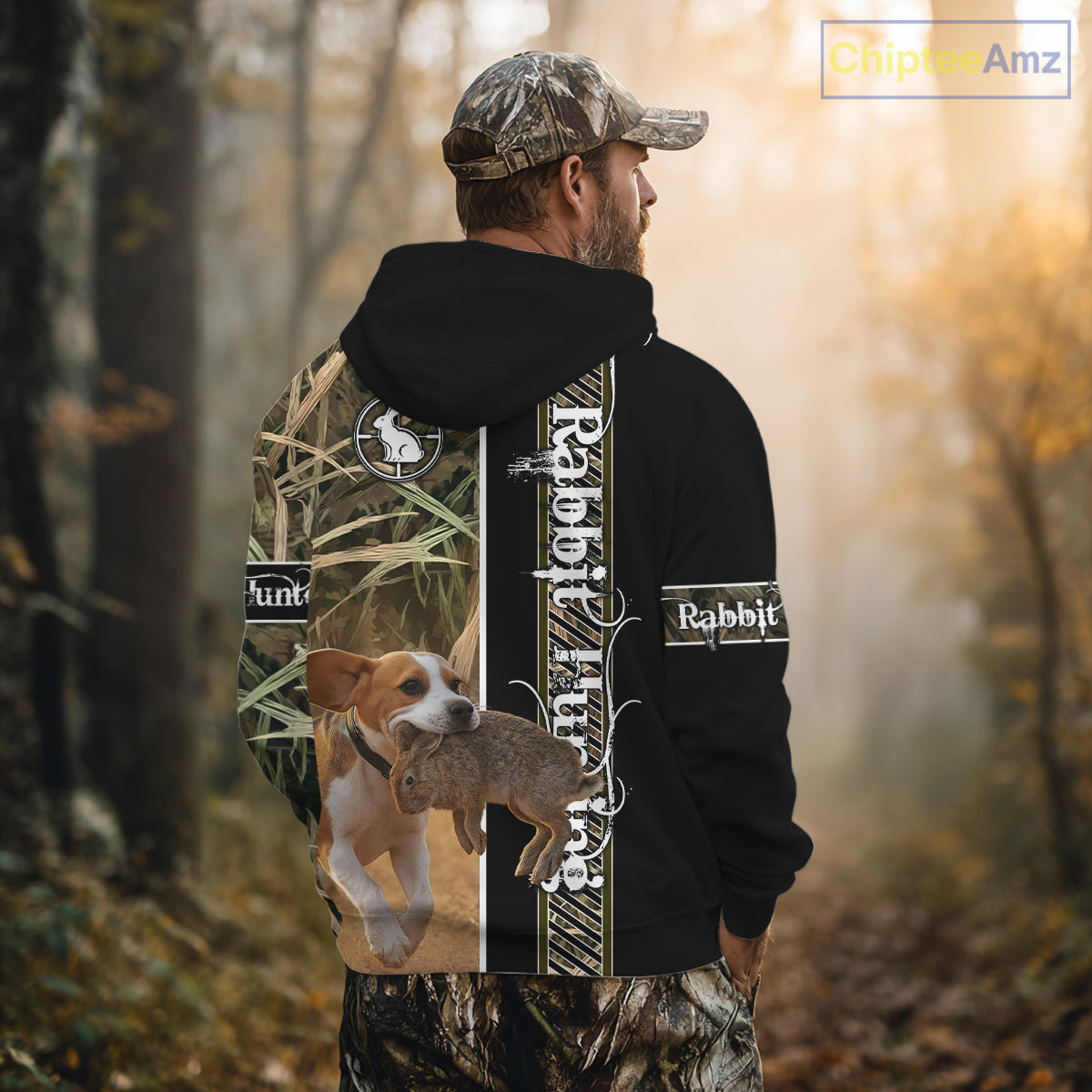 Custom Rabbit Hunting With Beagle Dog Camo 3D All Over Printed Shirt, Hunting Gift NHT161