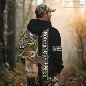 Custom Rabbit Hunting With Beagle Dog Camo 3D All Over Printed Shirt, Hunting Gift NHT161