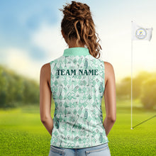 Load image into Gallery viewer, Custom Women's Sleeveless Golf Polo Shirt Lucky Shamrock Argyle Pattern Personalized Team Name