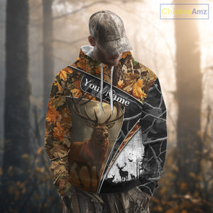 Red Deer Hunting Orange Camo Black - Personalized All Over Print Deer Hunting Clothes NHT171
