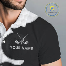 Load image into Gallery viewer, Custom Mens Golf Polo Shirt Blue Black Gradient, Personalized Name Golf Shirt, Gift For Golfer NHT826