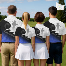 Load image into Gallery viewer, Custom Mens Golf Polo Shirt Blue Black Gradient, Personalized Name Golf Shirt, Gift For Golfer NHT826