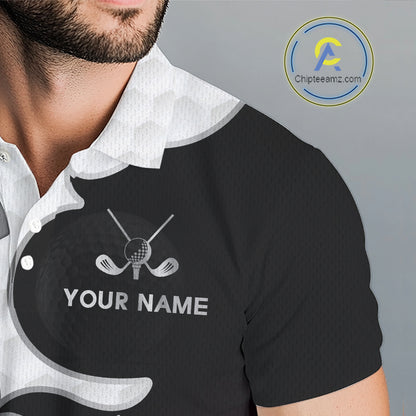 Custom Mens Golf Polo Shirt Purple Black Gradient, Personalized Name Golf Shirt, Gift For Golfer NHT828