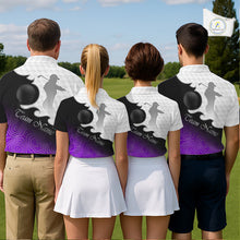 Load image into Gallery viewer, Custom Womens Golf Polo Shirt Purple Black Gradient, Personalized Name Golf Shirt, Gift For Golfer NHT828