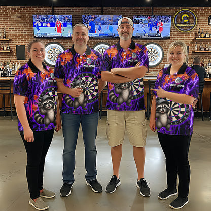 Funny Raccoon Dartboard Jersey For Women Dart Team Shirts Dart League Polo & 1/4 Zip NHT1137