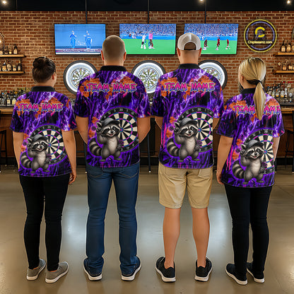 Funny Raccoon Dartboard Jersey For Men Dart Team Shirts Dart League Polo & 1/4 Zip NHT1137