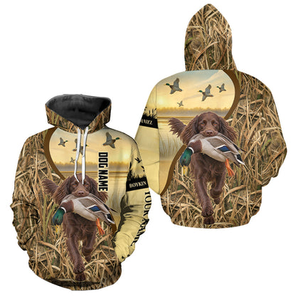 Custom Duck Hunting Shirt with Dogs – Mallard Duck Waterfowl Hoodie Hunting NHT1775