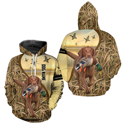 Custom Duck Hunting Shirt with Dogs – Mallard Duck Waterfowl Hoodie Hunting NHT1775