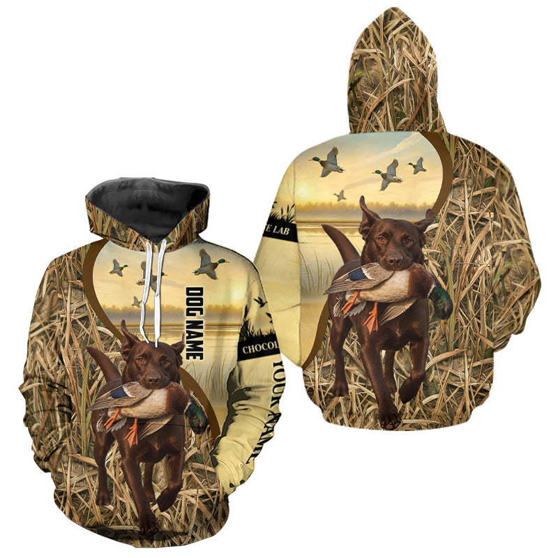 Custom Duck Hunting Shirt with Dogs – Mallard Duck Waterfowl Hoodie Hunting NHT1775