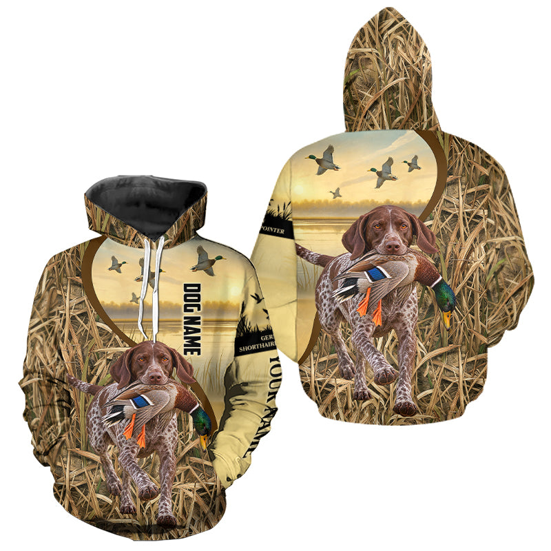 Custom Duck Hunting Shirt with Dogs – Mallard Duck Waterfowl Hoodie Hunting NHT1775