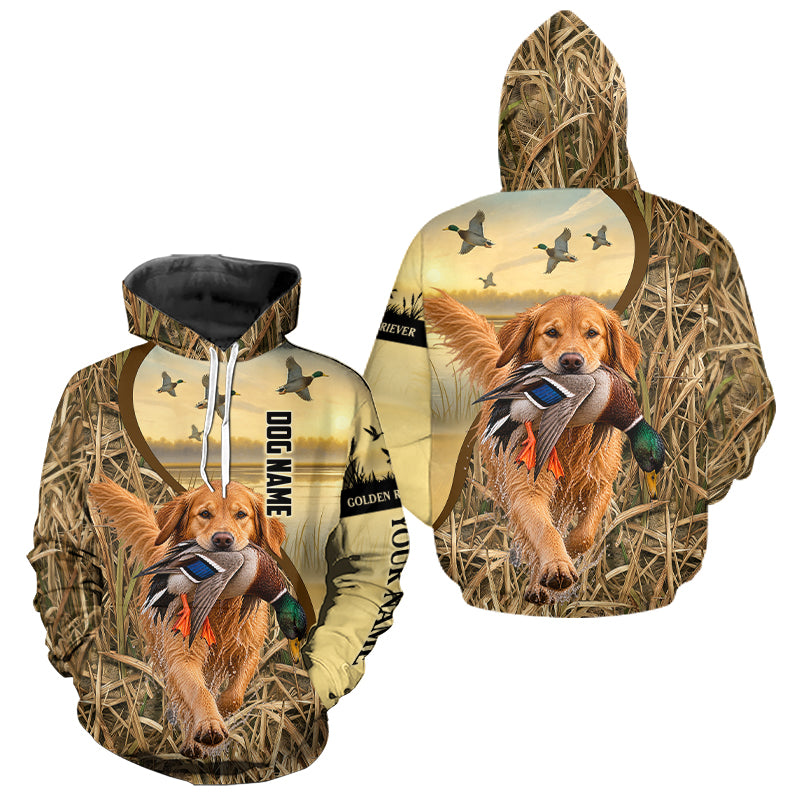 Custom Duck Hunting Shirt with Dogs – Mallard Duck Waterfowl Hoodie Hunting NHT1775
