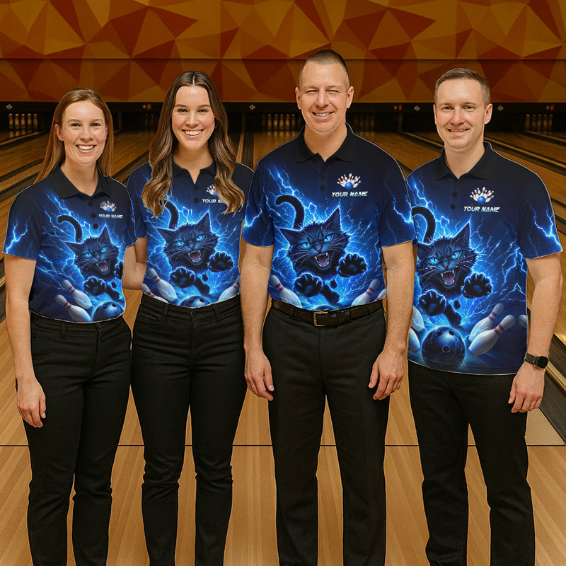 Women Cat Bowling Shirt Lightning Bowling Shirt Custom Name Team Shirt For Bowlers NHT1446