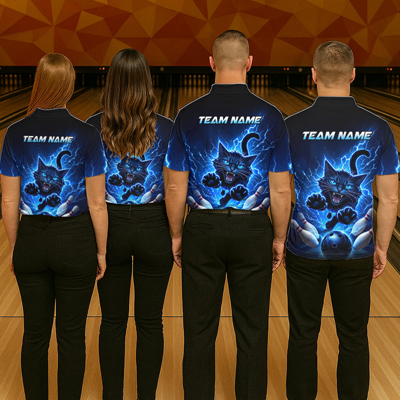 Women Cat Bowling Shirt Lightning Bowling Shirt Custom Name Team Shirt For Bowlers NHT1446