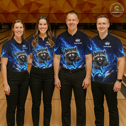 Women Raccoon Bowling Shirt Lightning Bowling Shirt Custom Name Team Shirt For Bowlers NHT1447