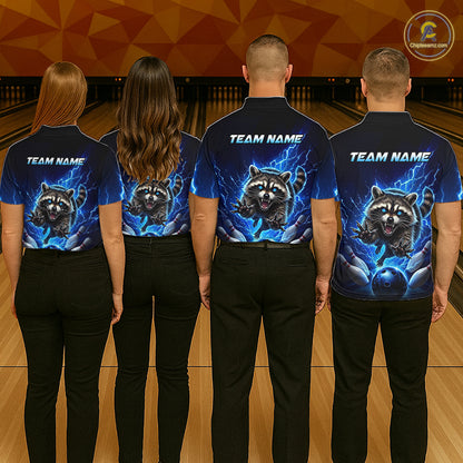 Women Raccoon Bowling Shirt Lightning Bowling Shirt Custom Name Team Shirt For Bowlers NHT1447