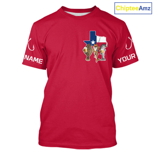 Texas Slam Funny Fishing Redfish, Trout, Flounder Fishing Shirts T - Shirt For Men| Red NHT844