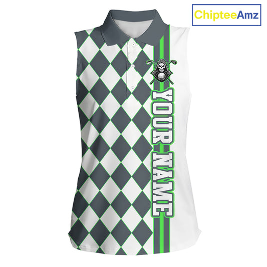 Sleeveless shirt with argyle pattern and green text on a white background, branded 'ChipteeAmz'.