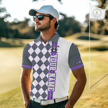 Load image into Gallery viewer, Personalized Skeleton Golf Polo Shirt For Mens - Funny Grim Reaper Golf Team Polo|Purple NHT1154
