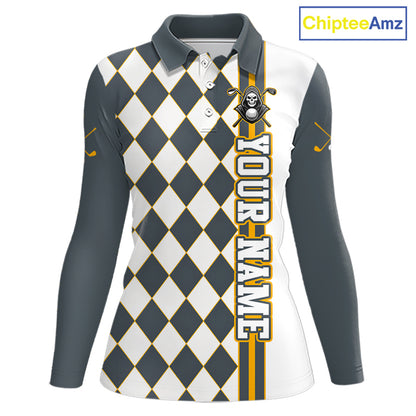 Long-sleeve shirt with argyle pattern and skull design on a white background, branded 'ChipteeAmz'