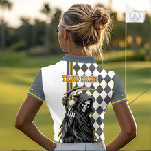Load image into Gallery viewer, Person wearing a golf shirt with a graphic design on a golf course