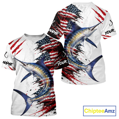 Marlin Fishing Jersey Design American Flag Short Sleeve Fishing Shirt For Men NHT1461