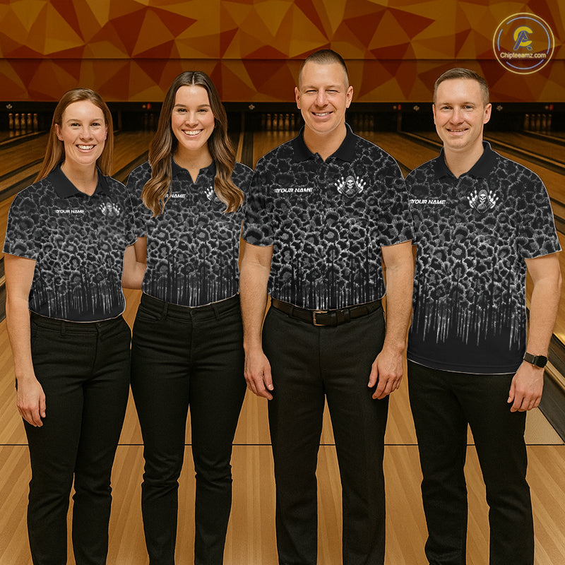 Personalized Black Fire Skull Bowling Polo Shirt & Quarter Zip With Custom Team Name For Women NHT1626