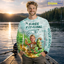 Load image into Gallery viewer, Custom Photo Funny Bass Fishing Shirts Long Sleeve For Men, Fishing Team Jersey NHT642