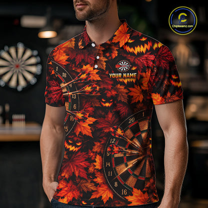 Autumn Pumpkin Darts Polo Shirt Personalized Quarter Zip Performance Team Jersey For Men NHT1806
