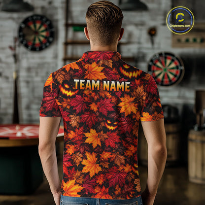 Autumn Pumpkin Darts Polo Shirt Personalized Quarter Zip Performance Team Jersey For Men NHT1806