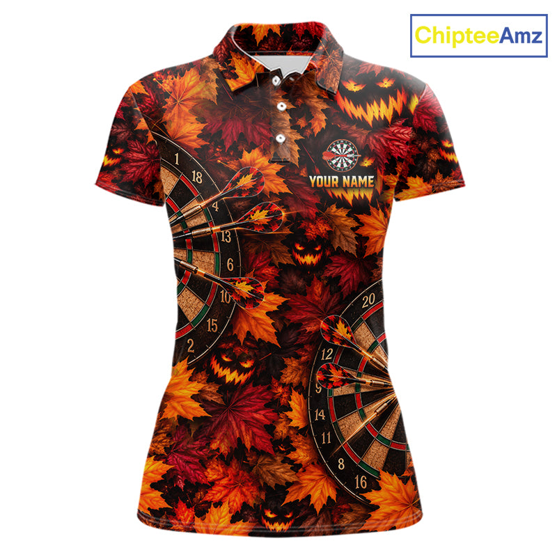 Autumn Pumpkin Darts Polo Shirt Personalized Quarter Zip Performance Team Jersey For Women NHT1806