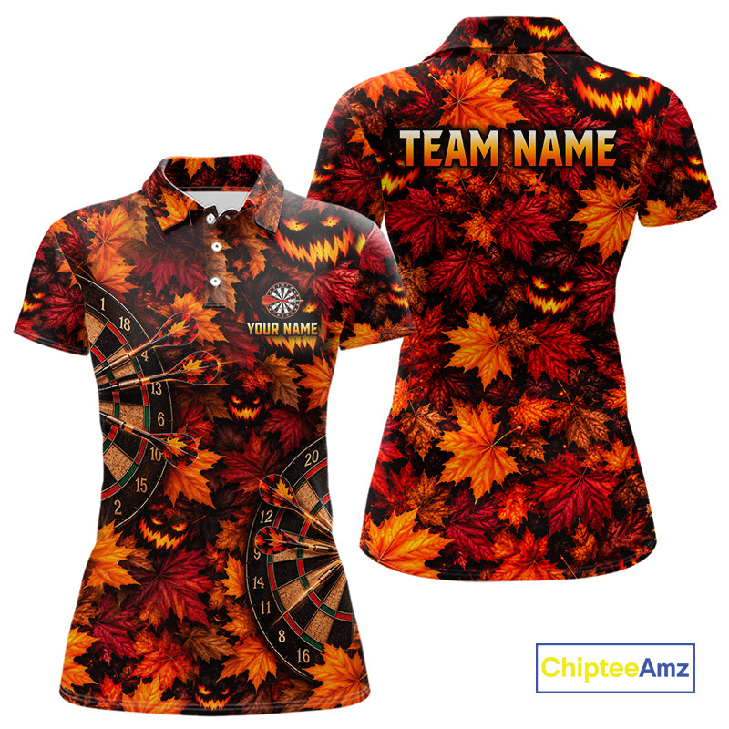 Autumn Pumpkin Darts Polo Shirt Personalized Quarter Zip Performance Team Jersey For Women NHT1806
