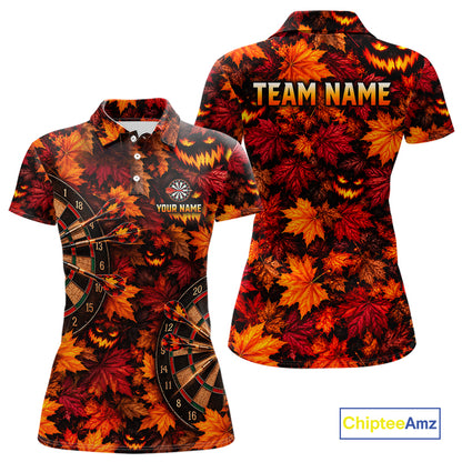 Autumn Pumpkin Darts Polo Shirt Personalized Quarter Zip Performance Team Jersey For Women NHT1806