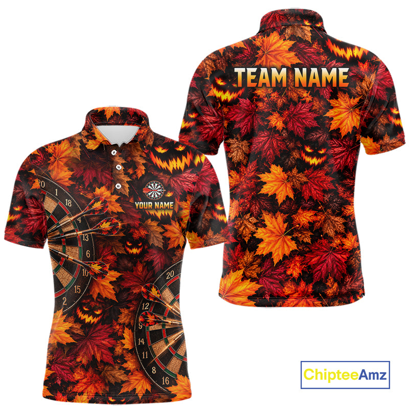 Autumn Pumpkin Darts Polo Shirt Personalized Quarter Zip Performance Team Jersey For Men NHT1806