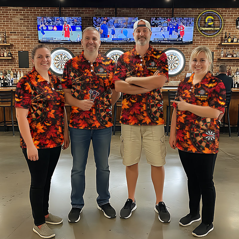 Autumn Pumpkin Darts Polo Shirt Personalized Quarter Zip Performance Team Jersey For Women NHT1806