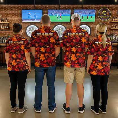 Autumn Pumpkin Darts Polo Shirt Personalized Quarter Zip Performance Team Jersey For Men NHT1806