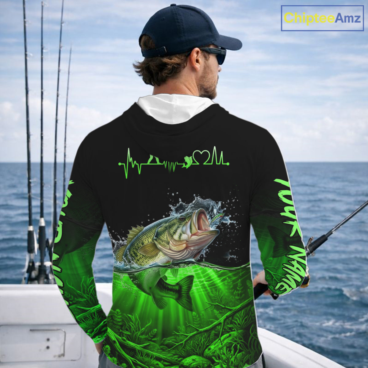 Largemouth Bass Fishing Shirt Long Sleeve Hooded For Tournament – Angler Gift For Men Dad| Green NHT851
