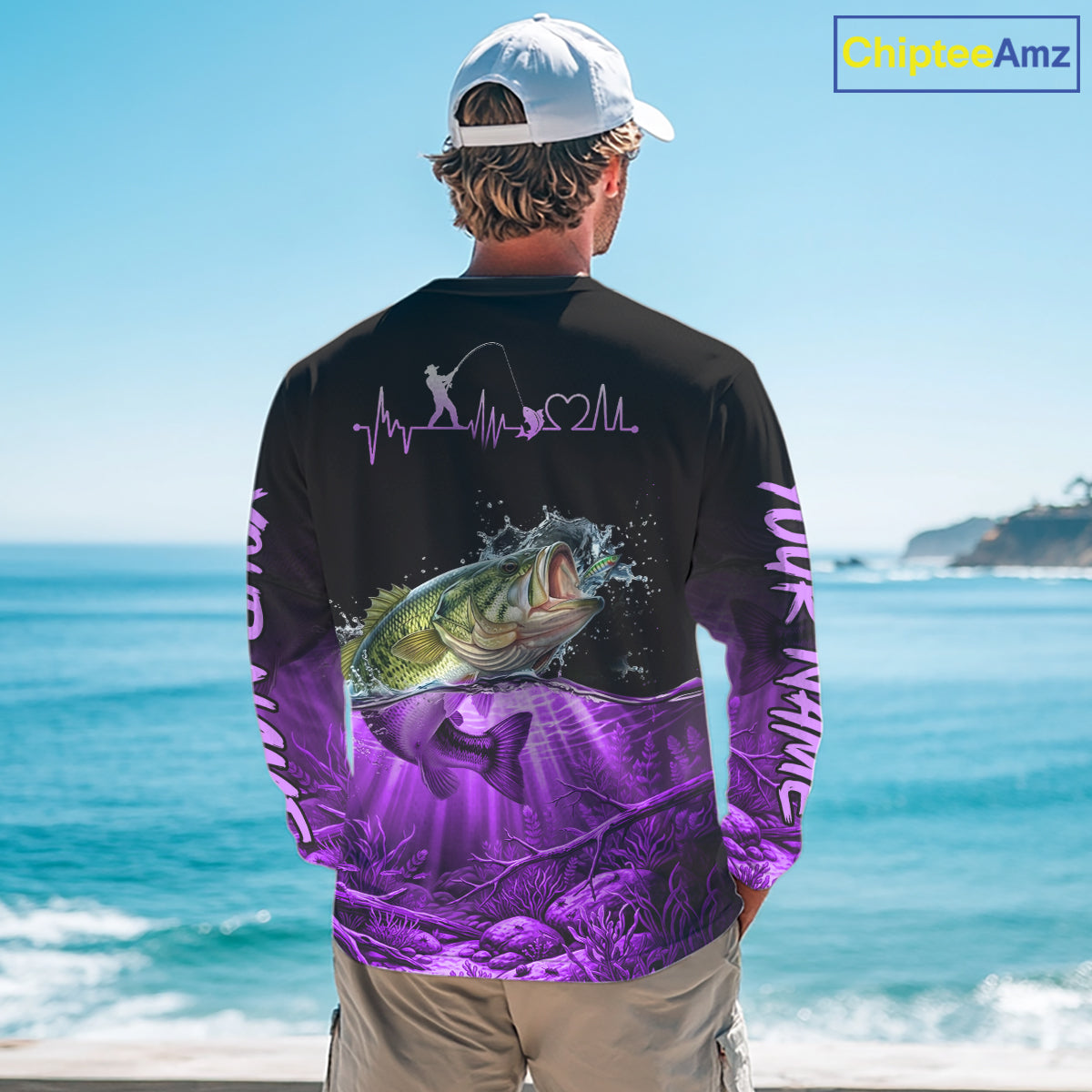 Largemouth Bass Fishing Shirt Long Sleeve For Tournament – Angler Gift For Men Dad| Purple NHT852